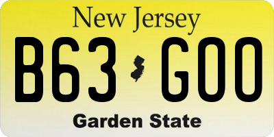 NJ license plate B63GOO