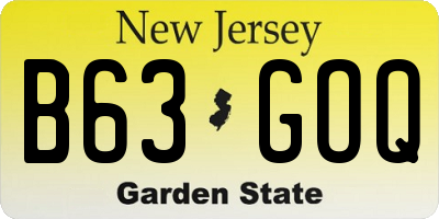 NJ license plate B63GOQ
