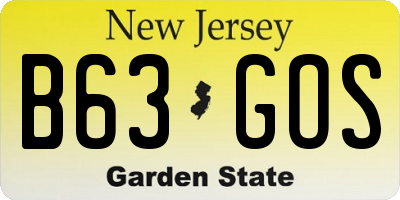 NJ license plate B63GOS