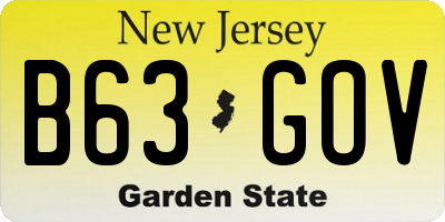 NJ license plate B63GOV