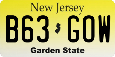 NJ license plate B63GOW