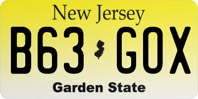 NJ license plate B63GOX