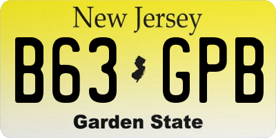 NJ license plate B63GPB