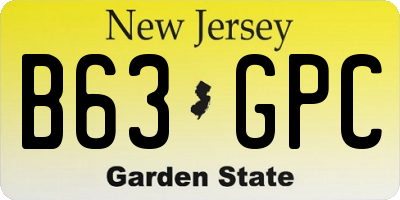 NJ license plate B63GPC