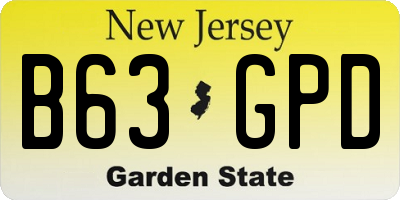 NJ license plate B63GPD