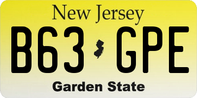 NJ license plate B63GPE
