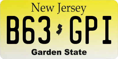 NJ license plate B63GPI