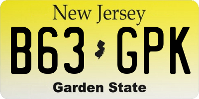 NJ license plate B63GPK