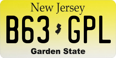 NJ license plate B63GPL