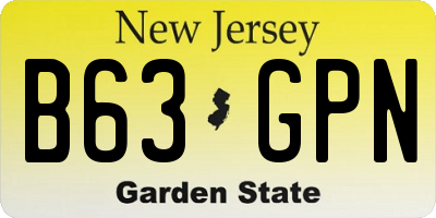 NJ license plate B63GPN