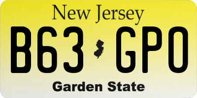 NJ license plate B63GPO