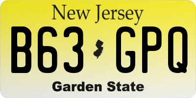 NJ license plate B63GPQ