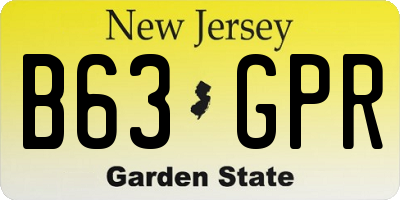 NJ license plate B63GPR
