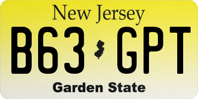 NJ license plate B63GPT