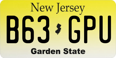 NJ license plate B63GPU