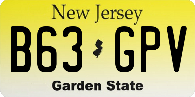 NJ license plate B63GPV