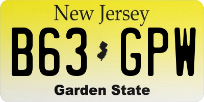 NJ license plate B63GPW