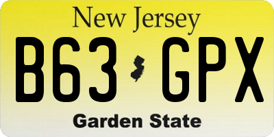 NJ license plate B63GPX