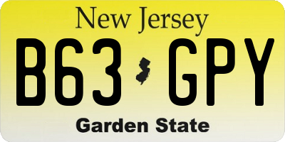 NJ license plate B63GPY
