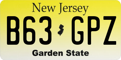 NJ license plate B63GPZ
