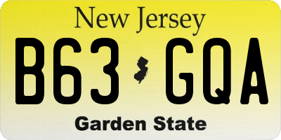 NJ license plate B63GQA