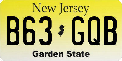 NJ license plate B63GQB