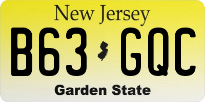 NJ license plate B63GQC