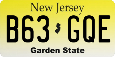 NJ license plate B63GQE