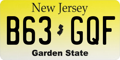 NJ license plate B63GQF