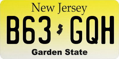 NJ license plate B63GQH