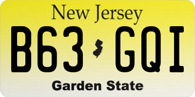 NJ license plate B63GQI