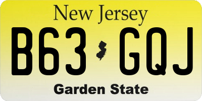 NJ license plate B63GQJ