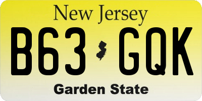 NJ license plate B63GQK