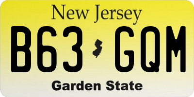 NJ license plate B63GQM