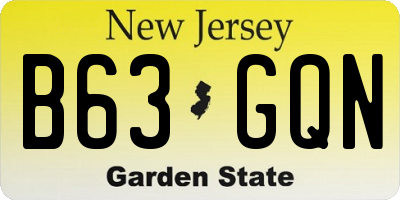 NJ license plate B63GQN