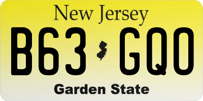 NJ license plate B63GQO