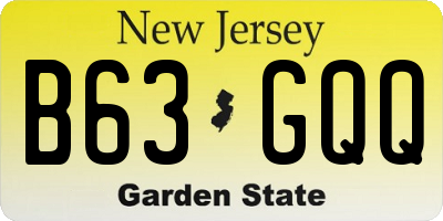 NJ license plate B63GQQ