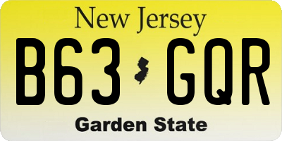 NJ license plate B63GQR