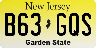 NJ license plate B63GQS