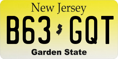 NJ license plate B63GQT