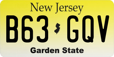 NJ license plate B63GQV