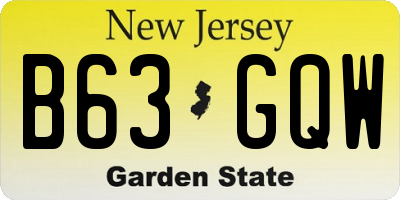 NJ license plate B63GQW