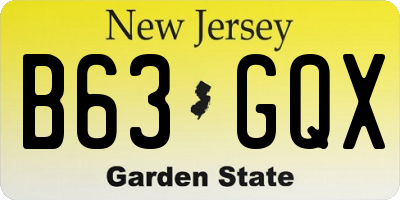 NJ license plate B63GQX
