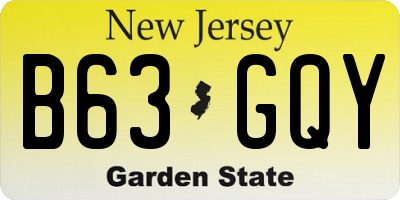NJ license plate B63GQY