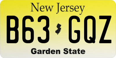 NJ license plate B63GQZ