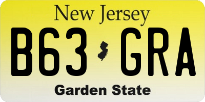 NJ license plate B63GRA