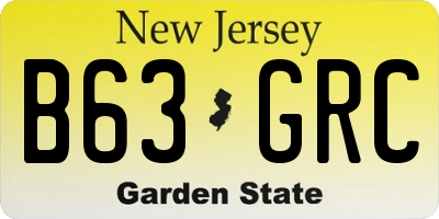 NJ license plate B63GRC