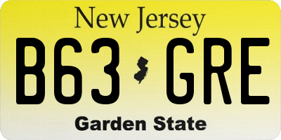 NJ license plate B63GRE