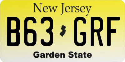 NJ license plate B63GRF