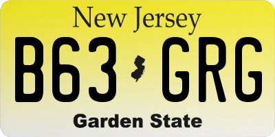 NJ license plate B63GRG